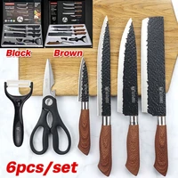 6pcs stainless steel kitchen knives set utility accessories cleaver
