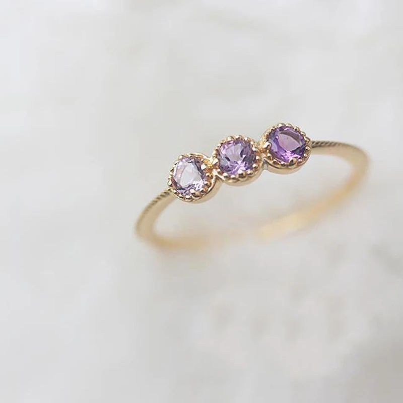 

Misty Purple Niche Gentle Wind Amethyst Ring Inlaid Beautiful Lavender Ring Jewelry Accessories