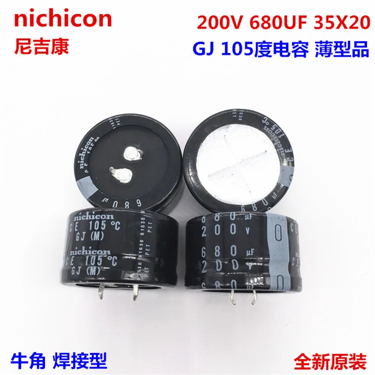 

2PCS/10PCS 680uf 200v Nichicon GJ 35x20mm 200V680uF Snap-in PSU Capacitor