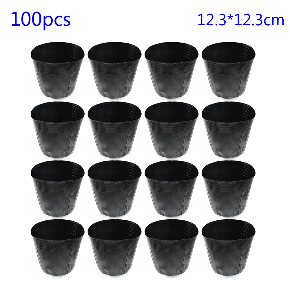 

100Pcs Plant Grow Bags Pot Plastic Pouch Nursery Seed Raising Bag Garden Black Bottom Hollow Nursery Pot Garden Plant Pot