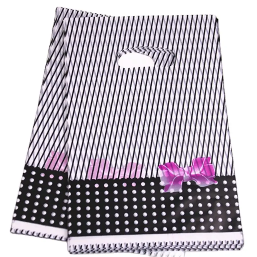 

100 шт./лот, пластиковые подарочные пакеты в полоску, 20 х30 см