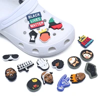 single sale 1pcs shoe charms shoe buckles pvc jibz for croc shoe charm black lives matter fist christmas present bgm blm