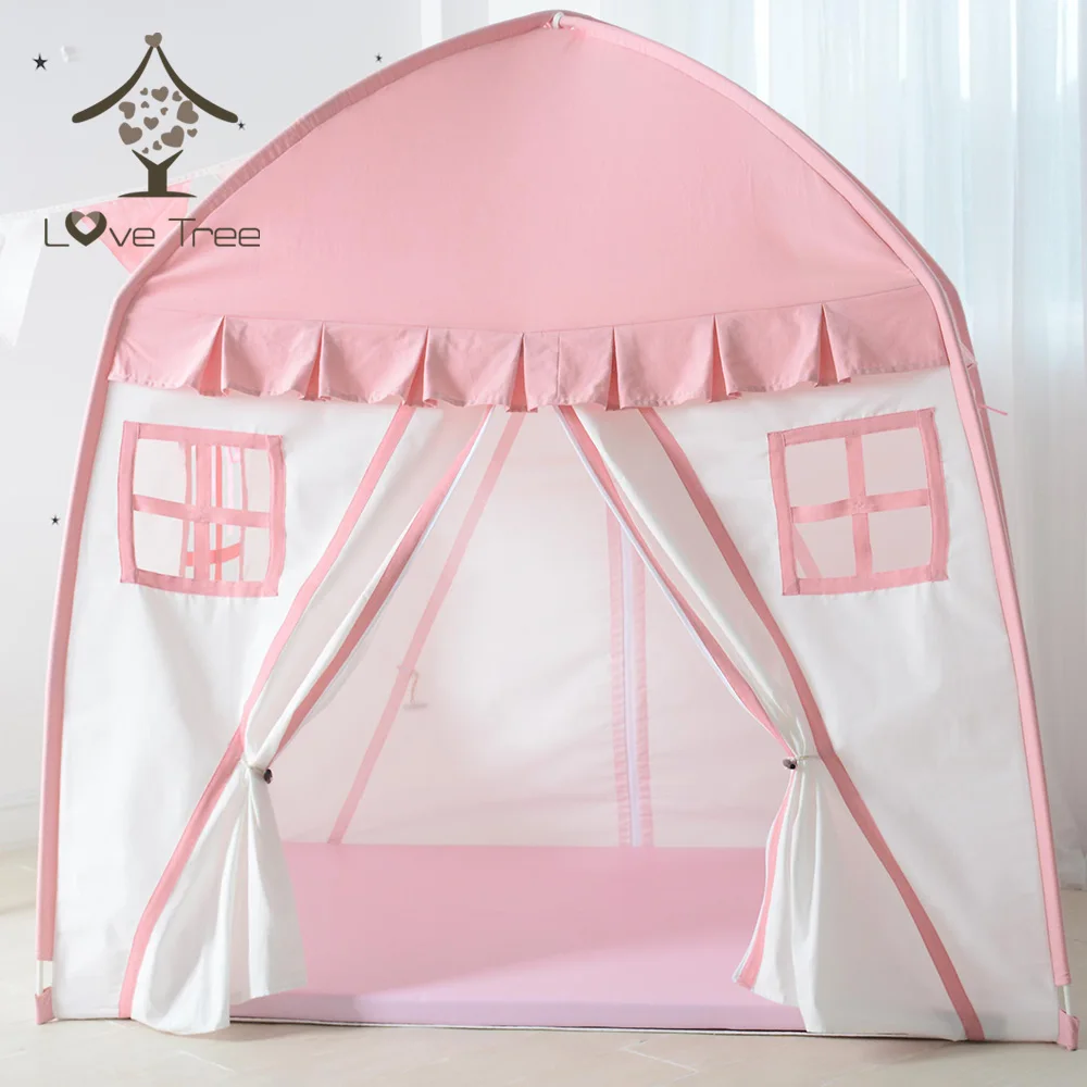 Pink and Beige Tent Детская игровая палатка Love tree, домашняя игрушка принцессы для мальчиков и девочек, складная маленькая палатка для дома, кровать для сна, розовый и бежевый цвета - Цвет: Pink and Beige Tent