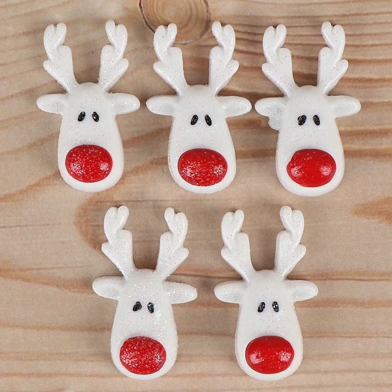 

5pcs/set DIY Christmas white reindeer Resin flatback Cabochon Art Supply