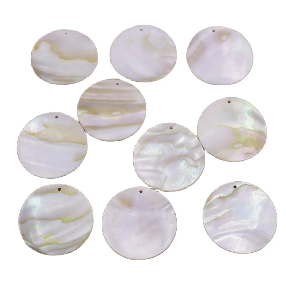 

10 PCS 20mm Round Disc Natural Beige White Mother of Pearl Shell Charms Crafts
