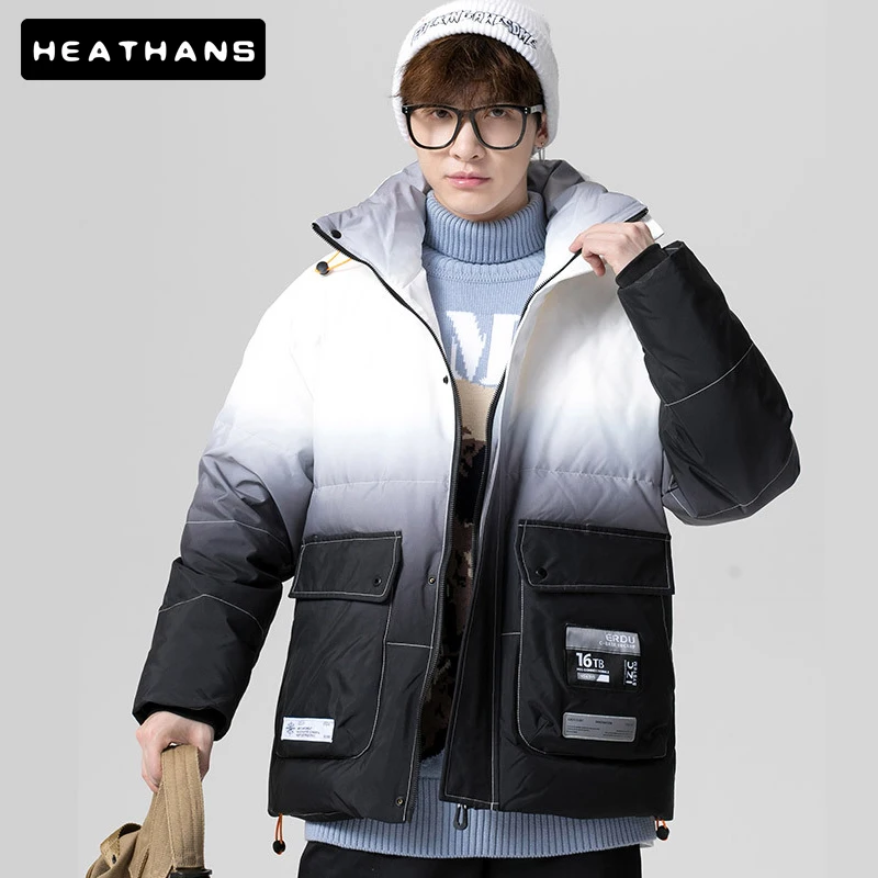 

Color Contrast Men's Down Jacket Coats Winter 90% White Duck Down Jacket Male Thicken Warm Casual Down Parka Men Loose Coats Top