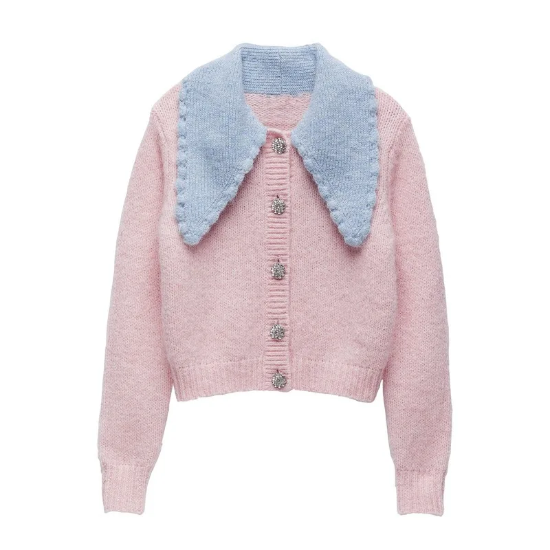 

Women Knitted Casual Short Sweaters Cardigans Lady Knitting Autumn Winter Pearl Buttons Cardigan Crop Top for Female