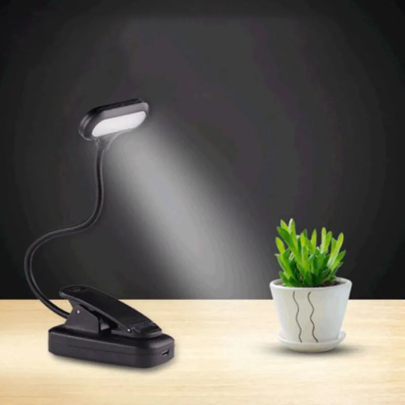 

7 LED Clip Type Reading Lamp with USB Rechargeable reading bedside Colors Eye Care Brightness Book clamp light mini led light