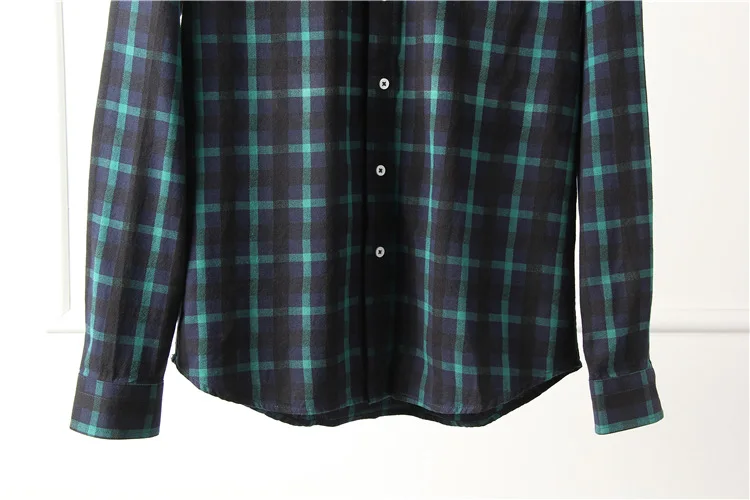 Зеленый черный классический мужской проверенный плед рубашки с длинными