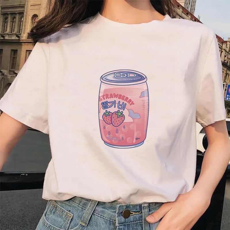 Kawaii персиковая Футболка Harajuku Женская Ullzang Peachy маленькая Свежая футболка
