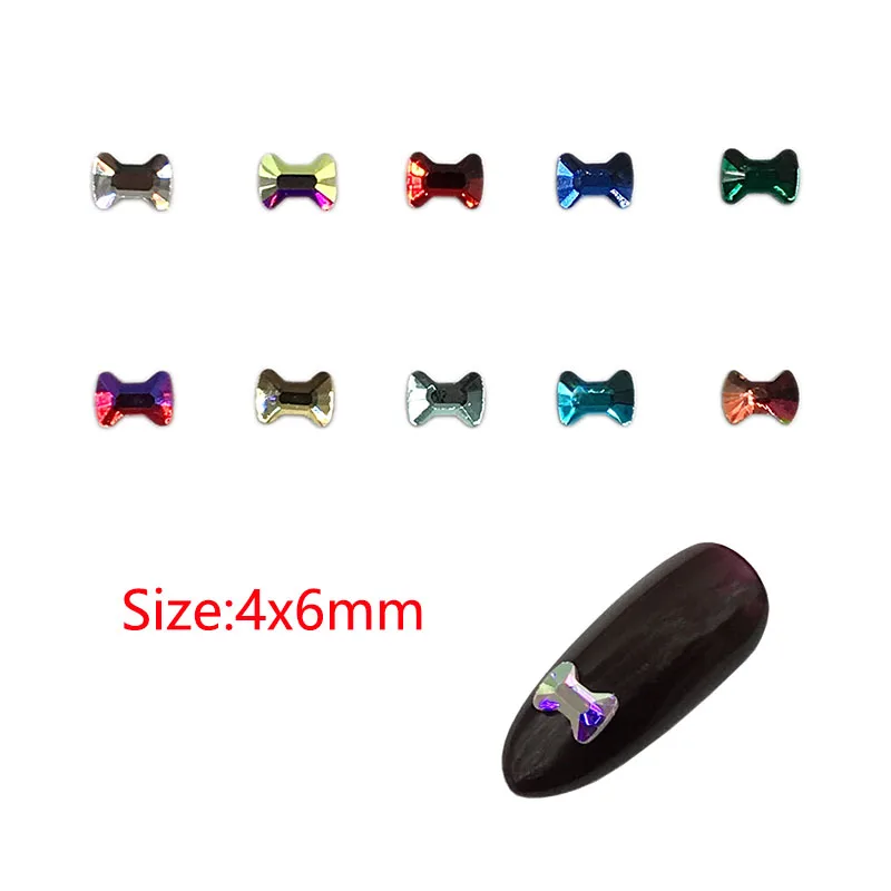 

30 шт., новинка продаж, дизайн ногтей Стразы 4x6 мм галстук-бабочка, головистой формы Стекло с украшением в виде кристаллов Сияющие для украшен...