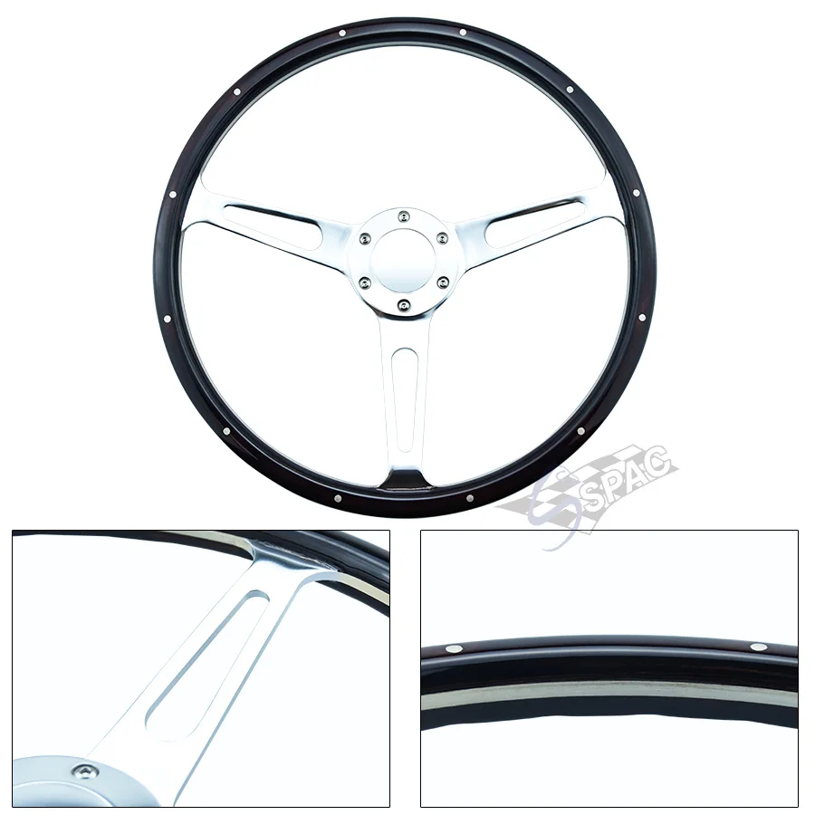 Деревянное гоночное Рулевое колесо для карт 15 дюймов 380 мм матовое серебристое