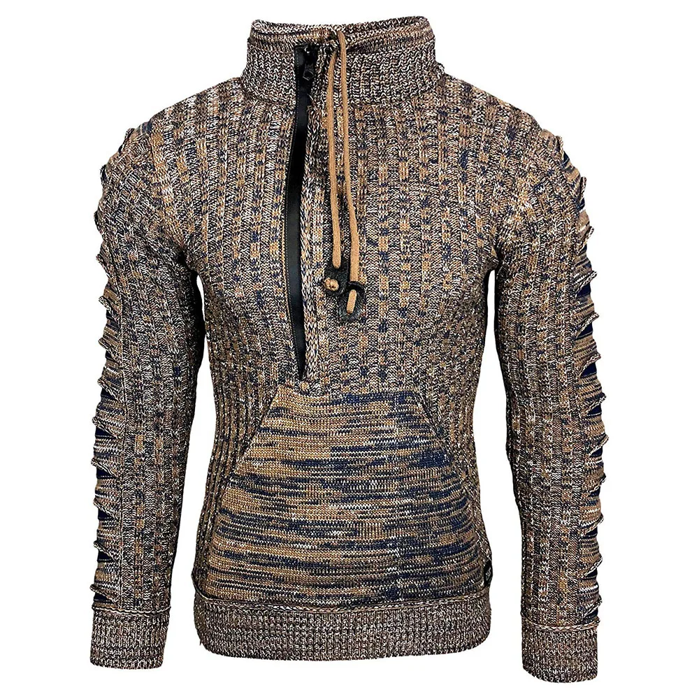 Мужской свитер тонкий вязаный осенне весенний пуловер с длинным рукавом