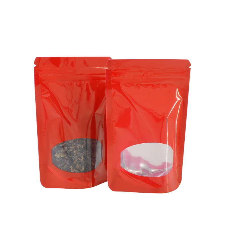 100 шт красный закрывающихся упаковок Алюминий Фольга мешок с окном для Чай