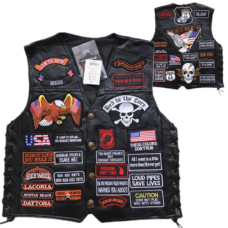 Новинка 2019 яркий жилет мотоциклетный в стиле ретро с надписью и вышивкой флаг США
