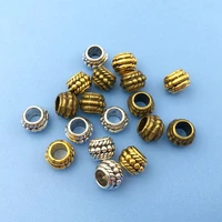 20pcs zinc alloy large hole vintage round shape spacer beads for diy findings bracelet handmade jewelry making craft accessories