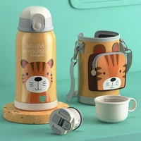 cute thermos kids bag with strap portabl children water bottle stainless steel kawaii anime school garrafa termica cup thermal