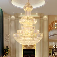 modern led chandelier for living room large home lamp duplex gold crystal pendant lights ceiling lustre lobby hotel lighting