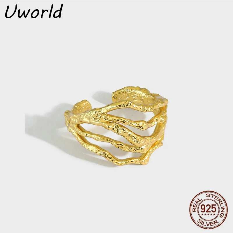 

18K Gold Plated Geometric Irregular Lines Rings High Quality S925 Sterling Silver Irregular Rings