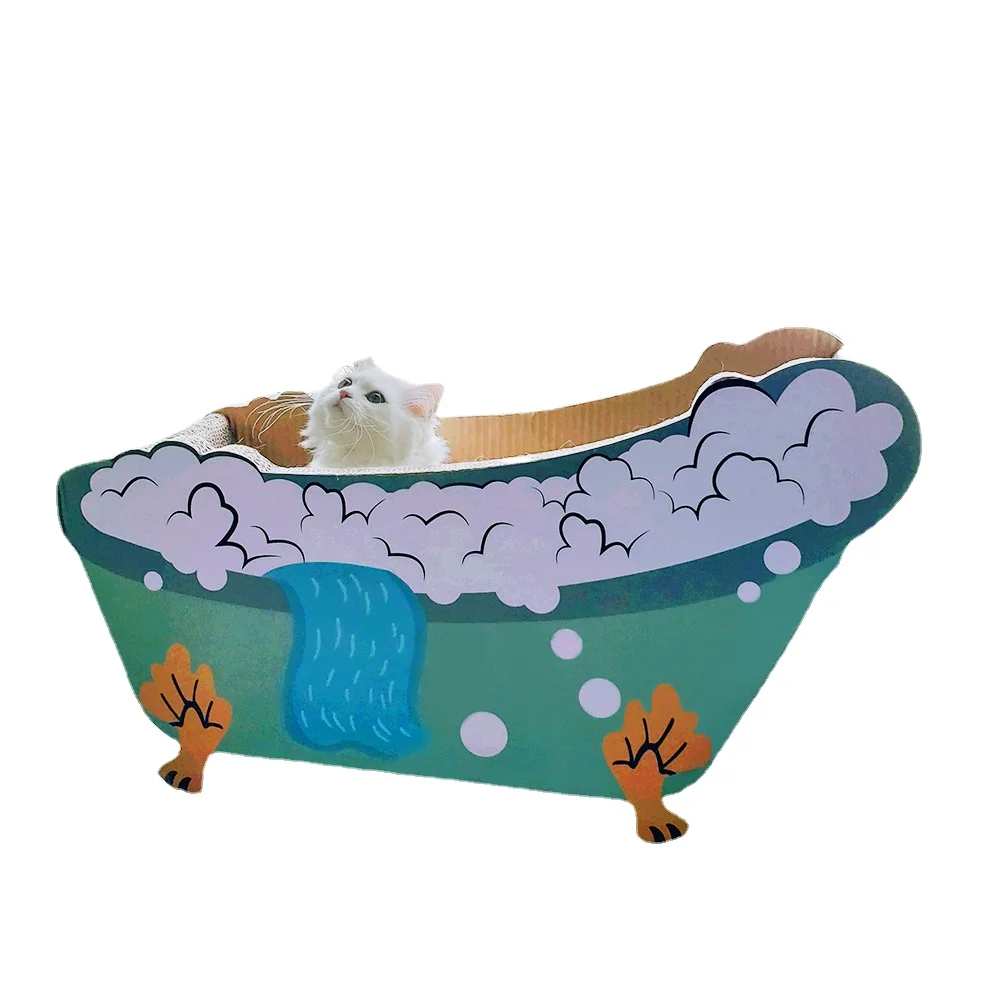 

Bath Cat Scratcher Nest Integrated Bathtub Corrugated Paper Large Grinding Claw Sofa Vertical Cat Supplies Tease Cat Toys