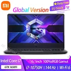 Оригинальный игровой ноутбук Xiaomi Redmi G, 16,1 дюйма, Intel core i7-10750H, 16 ГБ ОЗУ, GTX 1650 TI, профессиональный игровой ноутбук