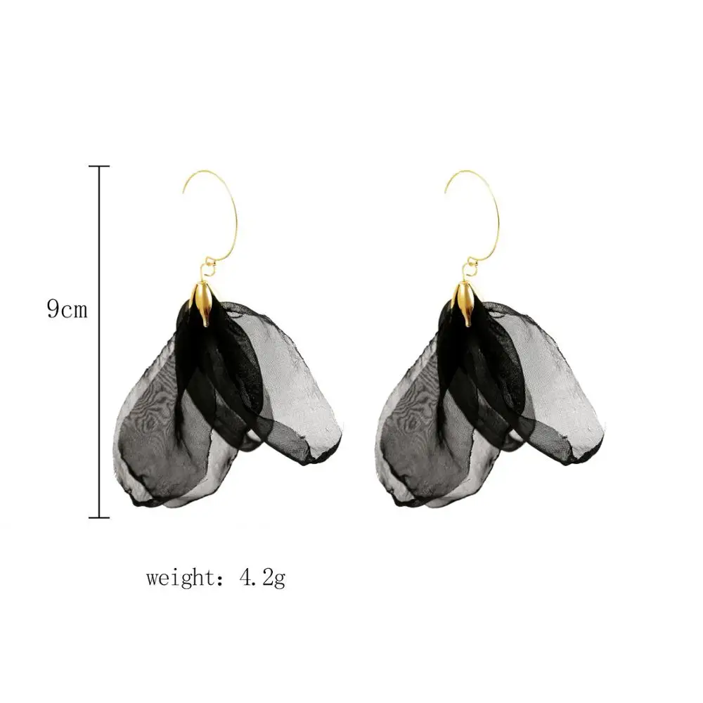 

2019 New Handmade Flower earrings Bohemian Fabric Chiffon Floral Shoulder Drop Earrings For Women Party Autumn Jewelry brincos