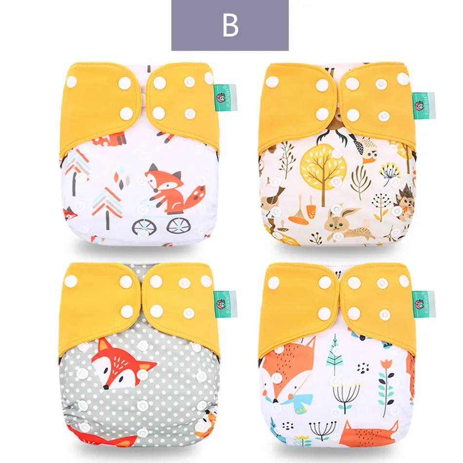 ES060-B-clothdiaper Elinfant Эко-дружественных пеленки 4 шт./компл. моющиеся кофе сетчатая ткань с ромбовидным узором регулируемые подгузники многоразовые тканевые подгузники с карманами - Цвет: ES060-B-clothdiaper