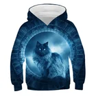 Детские толстовки с изображением животных и кошек, осень 2021, теплая толстовка для детей, подростков, мальчиков и девочек, модная мультяшная толстовка, Повседневный пуловер