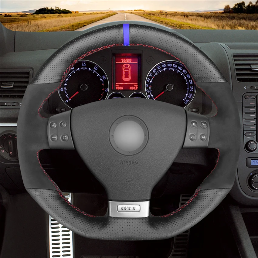 Чехол на руль из натуральной кожи MEWANT черный чехол Volkswagen Golf 5 Mk5 GTI VW R32 Passat R GT 2005 |