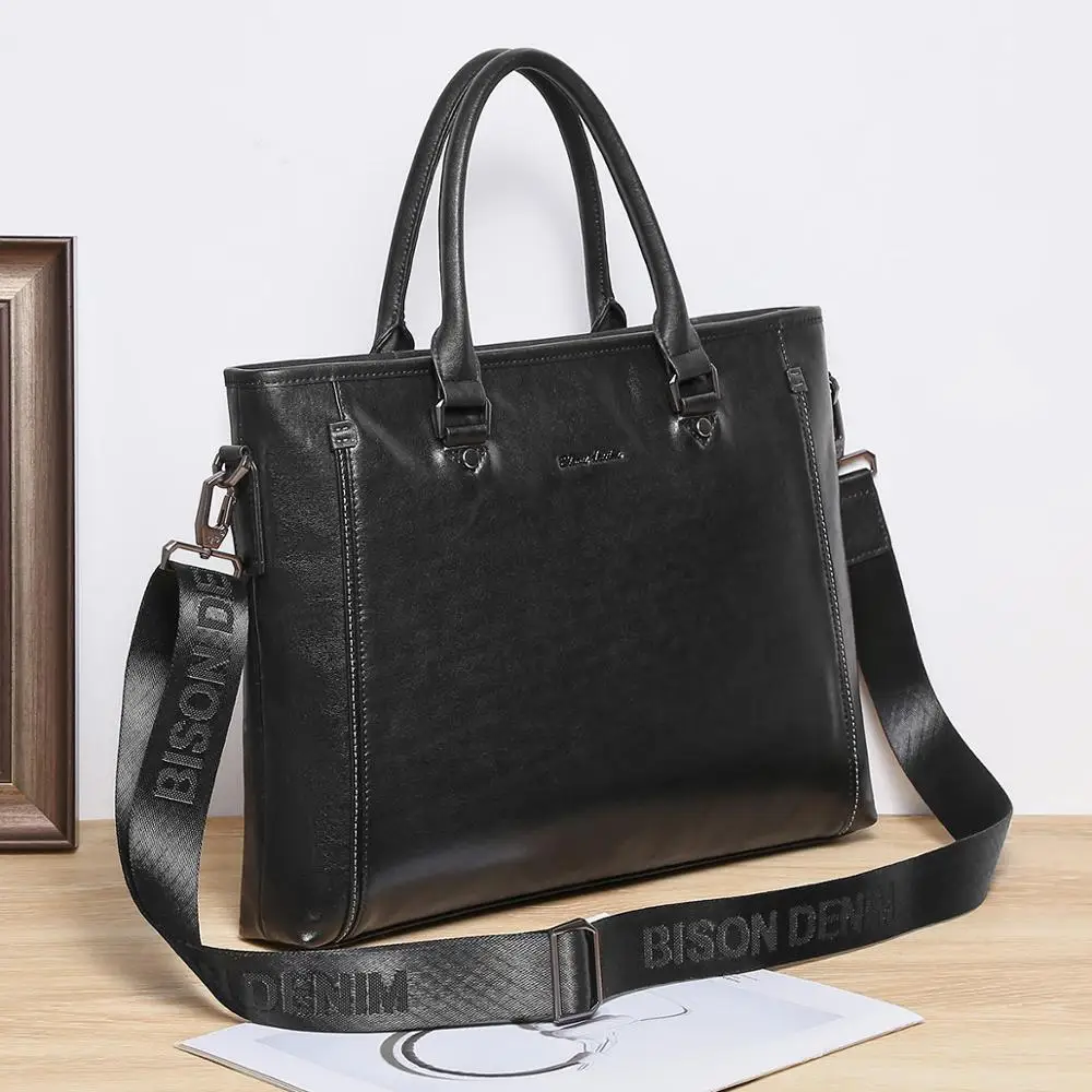 

Bison Denim, Большая вместительная сумка, мужская сумка для ноутбука 14 дюймов, кожаная сумка с масляным воском для документов, роскошная сумка, по...