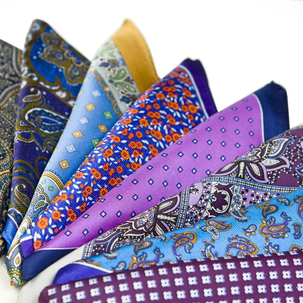 Mens Hanky Pocket Square Multicolor Silk Printed Accessories Free Shipping Colourful Handkerchief Handmade Suit Gift For Men
