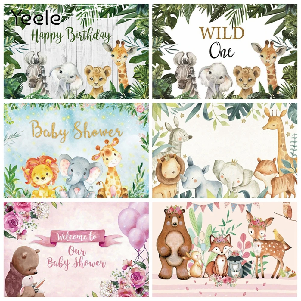 Тропические растения лес джунгли дикие животные Новорожденный ребенок душ