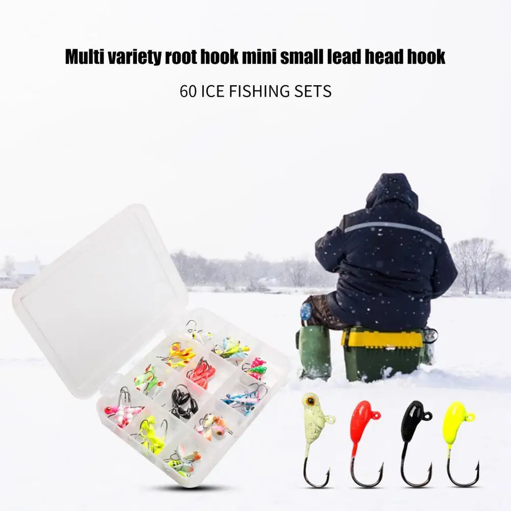 

60Pcs/Box Ice Jig Mini Winter Ice Jig Sturdy Compact Ice Fishing Hook