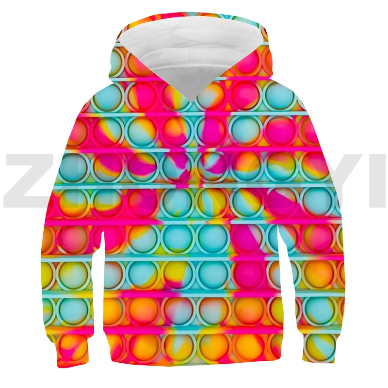 

New Arrival POP It 3D Hoodie Not Pop Bubbles Casual Teens Beautiful Rainbow Cartoon Printed Pullovers Kid Pop Fidget Long Sleeve
