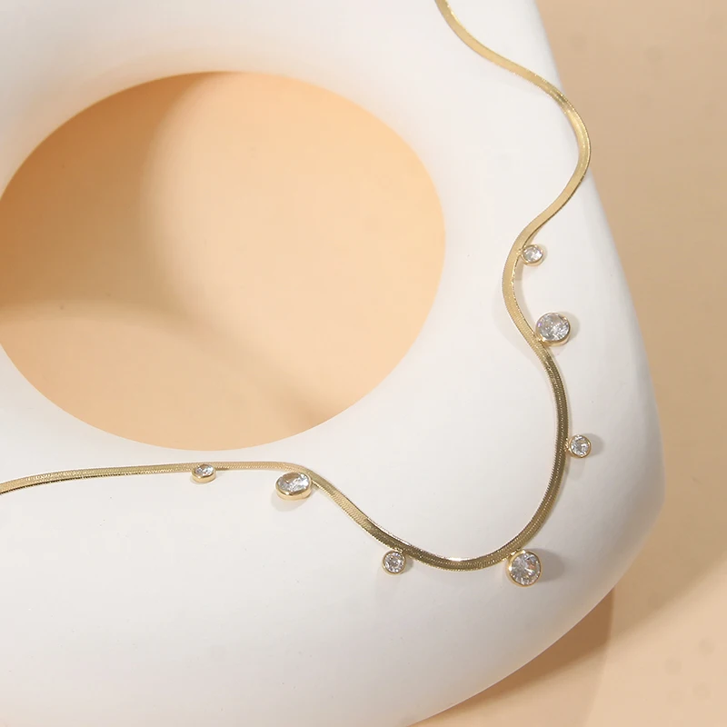 

Новинка 2021, женское ожерелье из нержавеющей стали с бриллиантовым дизайном, не выцветает, бутик Бижутерия