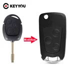 Чехол для ключей от автомобиля KEYYOU, с 3 кнопками, для Ford Mondeo Focus 2, 3, Fiesta, Fusion, C-Max, S-Max, чехол для ключей FO21HU101
