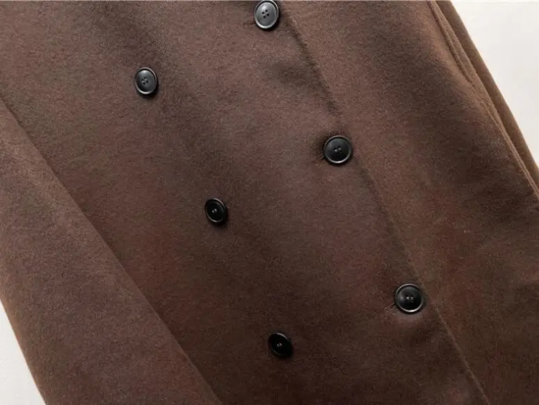 

Women Wollen Trench 2021 Autumn and Winter New All-match Woolen Coat Women's Double-breasted Mid-length Coat