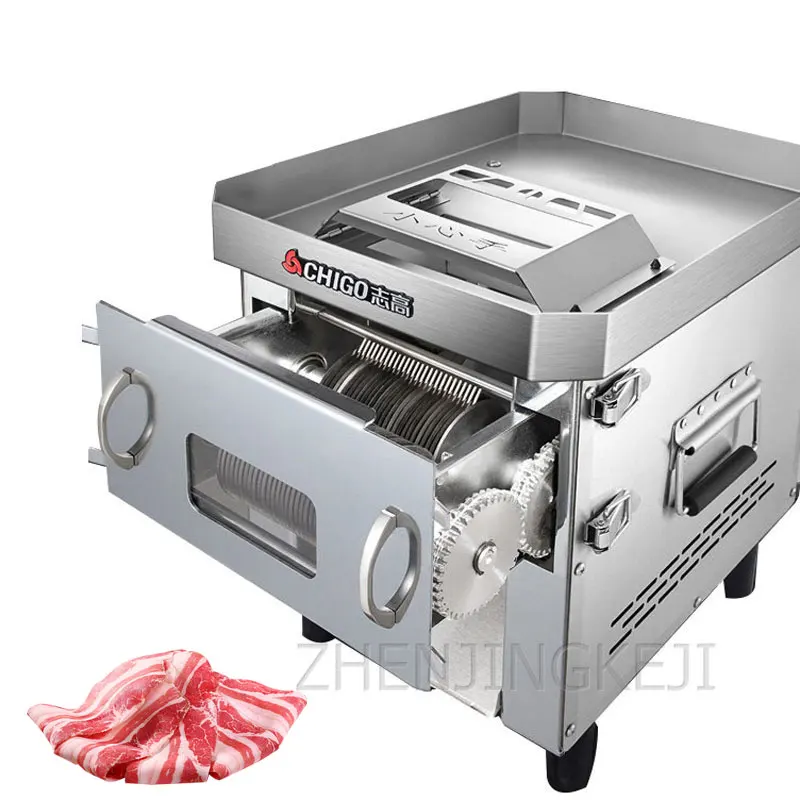 

220V Drawer Type Meat Slicer Commercial Stainless Steel Cooked Pork Belly Vegetable Slices Diced Cube Automatic Meat Grinder