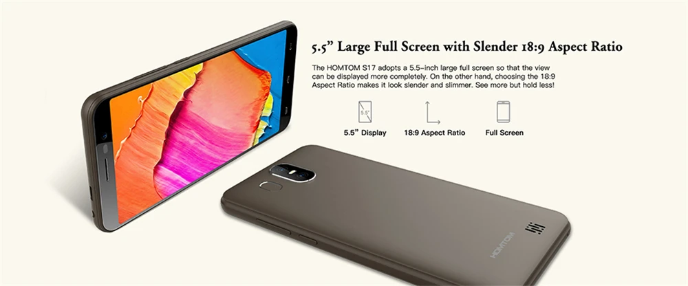 Quad S17 MT6580 четырехъядерный 5,5 дюймов HD+ экран смартфон 2 Гб ОЗУ 16 Гб ПЗУ телефон 13MP+ 2MP двойная задняя камера Лицо ID мобильный телефон