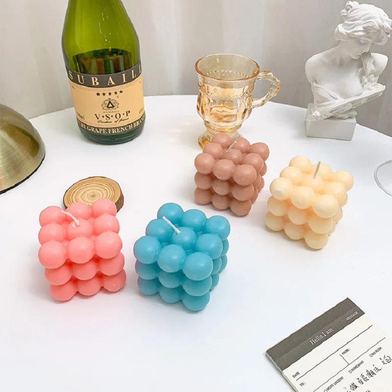 Ins пузырь Куб лампы в форме свечи милый соевый ароматерапия воском ароматическая