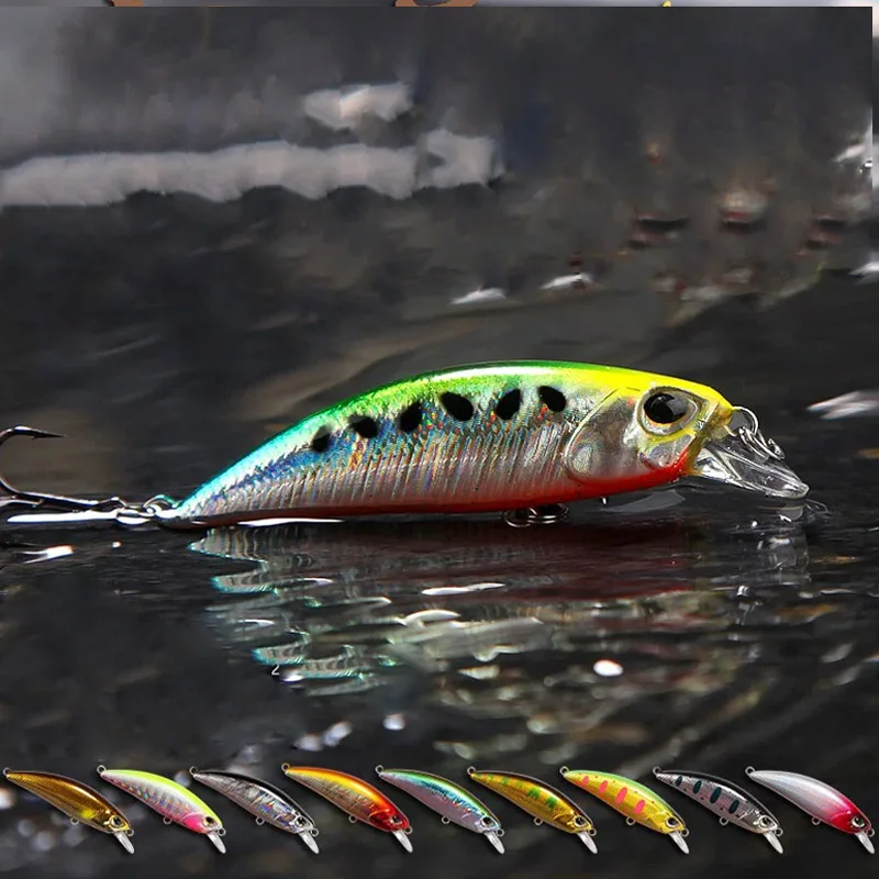 

NEW 48mm 4g Minnow Stream Fishing lure Mini Trout baits small whopper vibrating light sinking micro fish crankbait japan winter