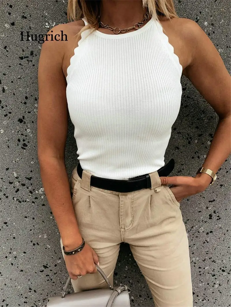 

Sexy Women Summer Solid Color Tanks Patchwork Design Lace Decor O-Neck Sleeveless Slim Chest Enlargement Top
