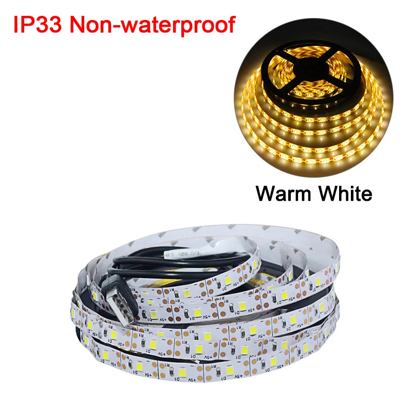 IP33 warm white СВЕТОДИОДНЫЙ Светильник-ночник, 5 В, светильник под кровать, 50 см-5 м, USB светодиодный светильник, водонепроницаемый SMD 2835 для ПК, ТВ, подсветка, освещение для шкафа - Испускаемый цвет: IP33 warm white