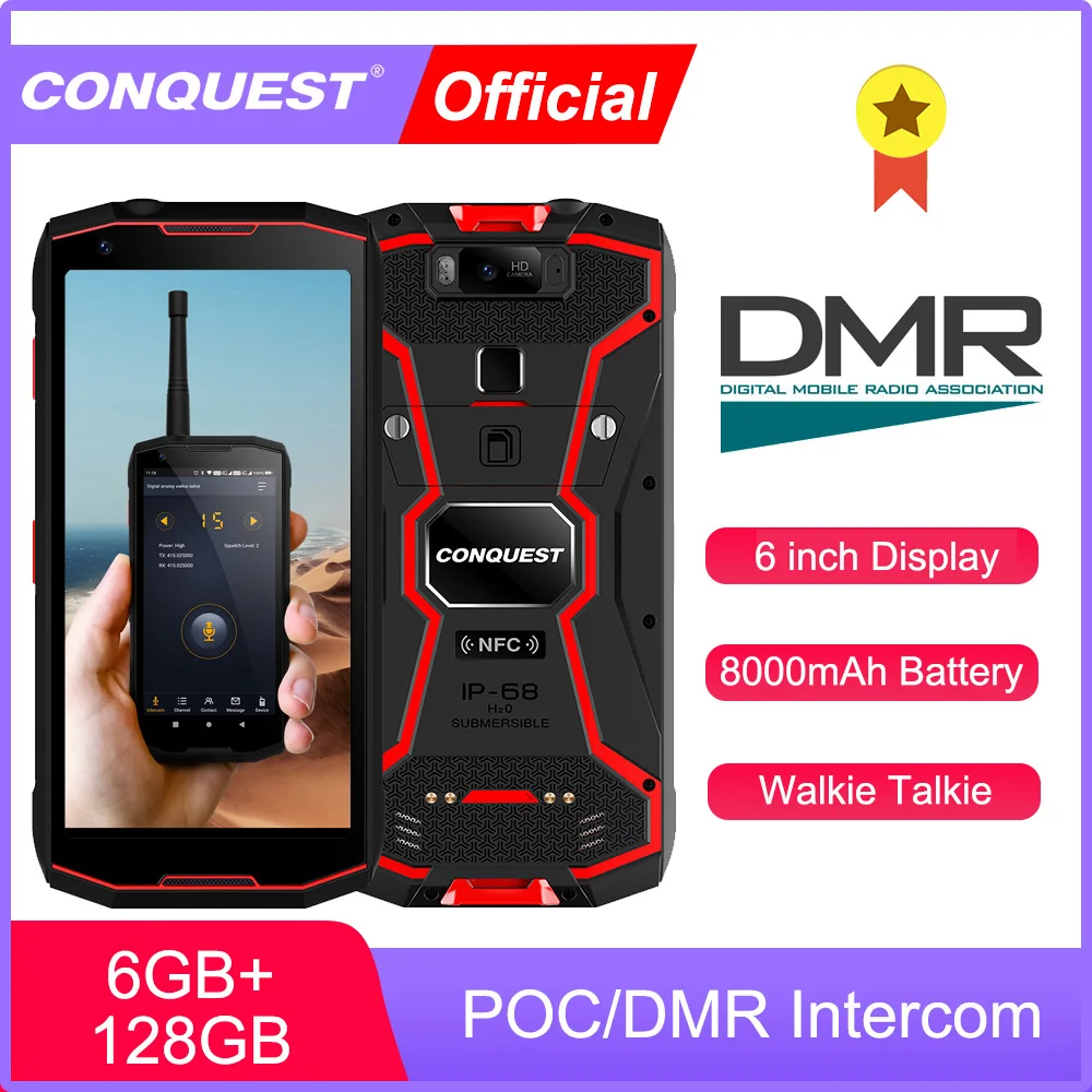CONQUEST POC/рация ПМР Телефон IP68 Водонепроницаемые смартфоны прочный смартфон S12 Pro