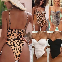 women push up padded bra one piece swimsuit 2020 sexy folds swimwear female bathing suit swimming beachwear summer monokini