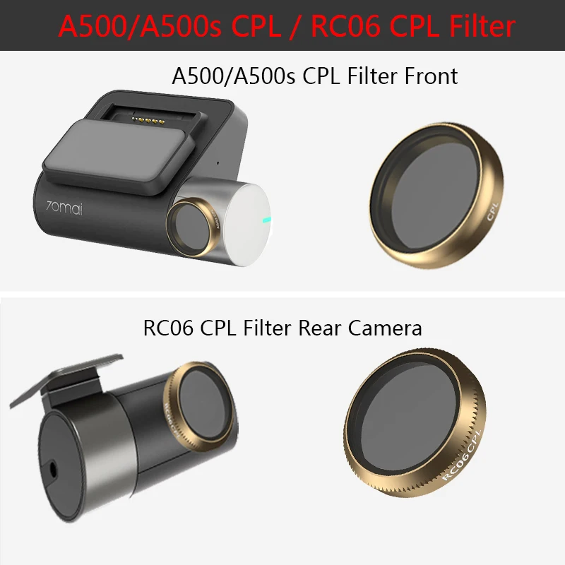 for 70mai pro plus+ A500s CPL Filter or RC06 Rear camera CPL Filter  For  original 70mai  A500s Accessory Set Static Sticker