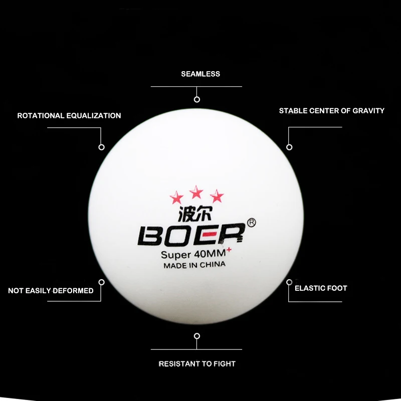 BOER One pack 100 шт Настольные трехзвездочные теннисные шарики бесшовные ABS 40+ шарики пластиковые шарики для пинг-понга прочные высокоэластичные прочные