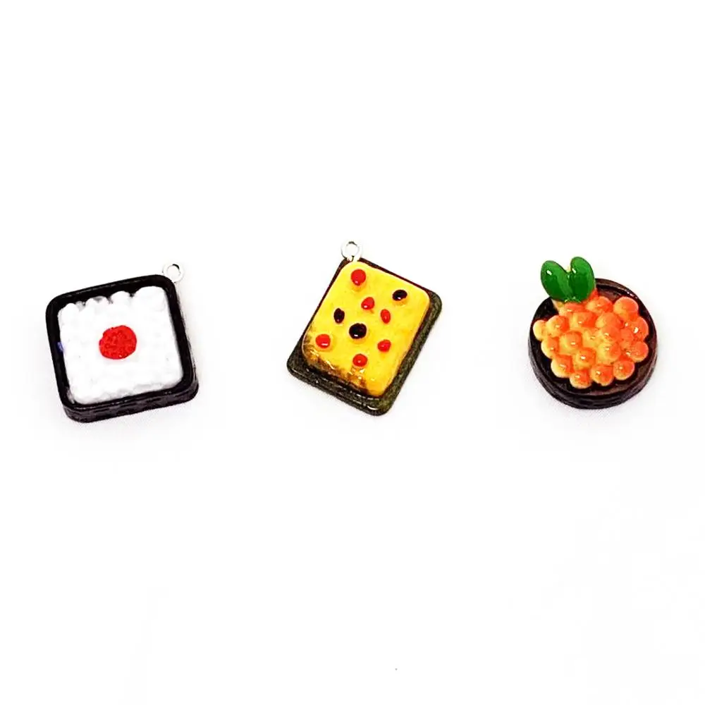 6 шт. имитация рисовых шариков для суши из смолы японской кухни, подвески для создания украшений DIY, серьги, брелки для ключей, аксессуары для телефонов.