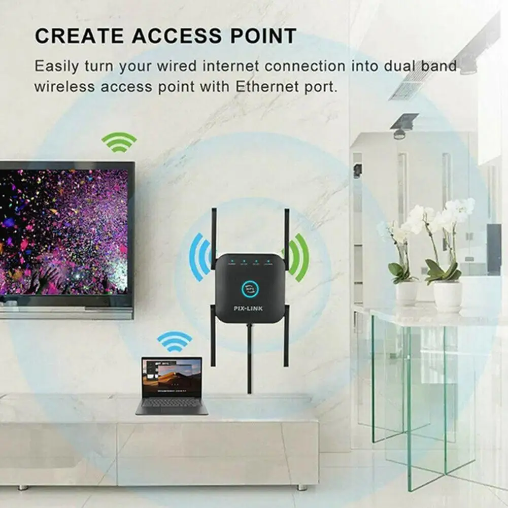 

1200M Wireless Repeater WIFI Signal Amplifier Router Dual Extender High Extensor Frequency Wifi Inalmbrico Power 5G K0L8