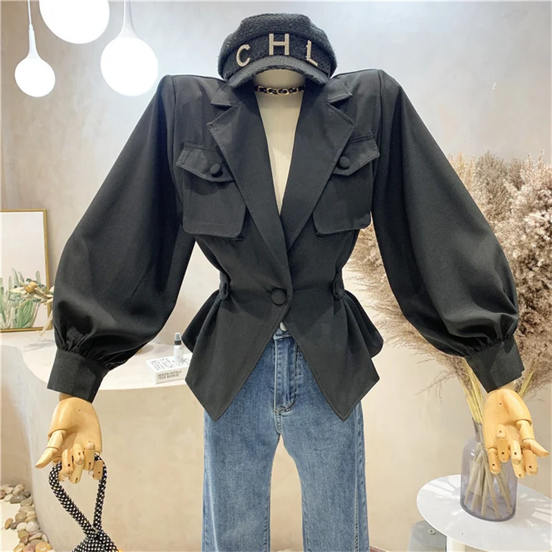 

NEW Niche Design Women's Clothing Autumn 2021 Korean Style Long-sleeved Blazer With Waist Waist And British Style Suit Jacket